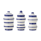 Maynard Striped Storage Jars with Lids 525ml Set of 3 - White