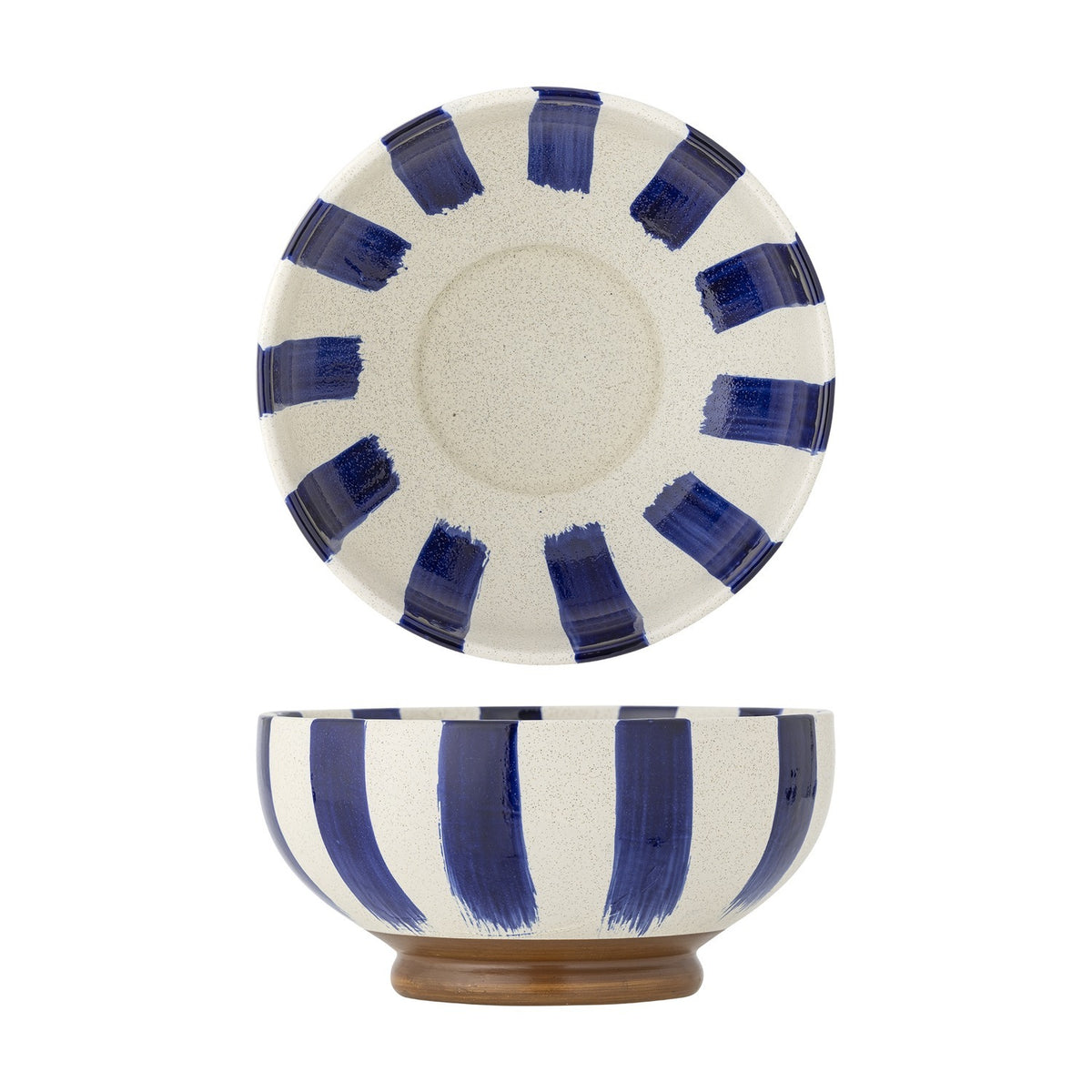 Shakti Striped Stoneware Bowl 26cm - Blue