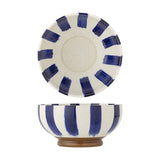Shakti Striped Stoneware Bowl 26cm - Blue