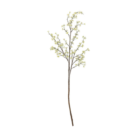 Apple Artificial Branch in white, a tall single stem with clustered small blossoms along forking side branches, shown against a plain white background.