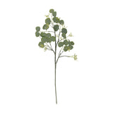 Artificial eucalyptus stem, 82cm tall, with rounded green leaves on slender branching stems and small bud clusters, set against a plain white background.
