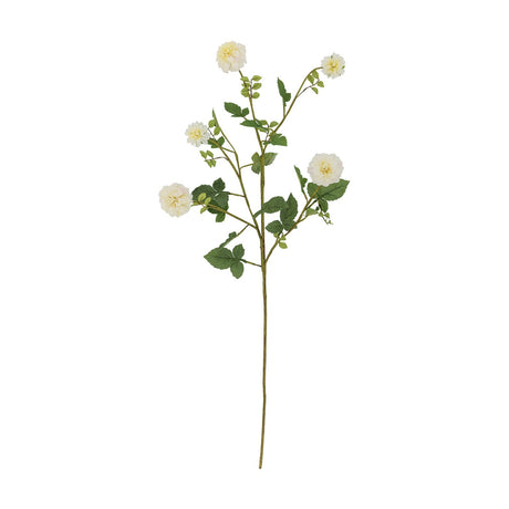 Artificial chrysanthemum stem, 101cm, with five rounded white flowerheads on branching green stems with small leaves, shown against a plain white background.