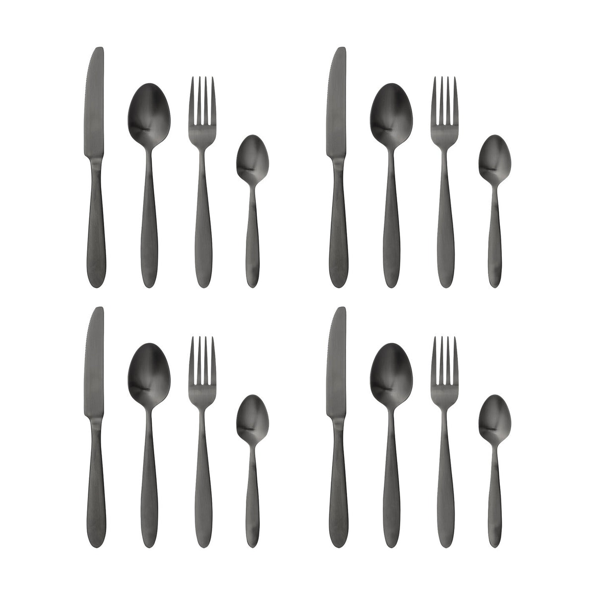 Frea Stainless Steel Cutlery Set of 16 - Black