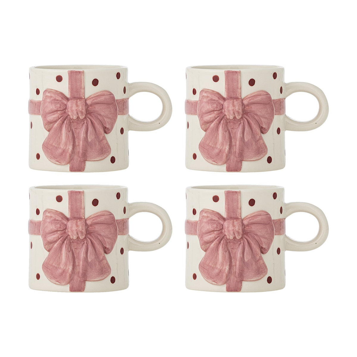Bowie Dotted Stoneware Christmas Mugs 280ml Set of 4 - Cream