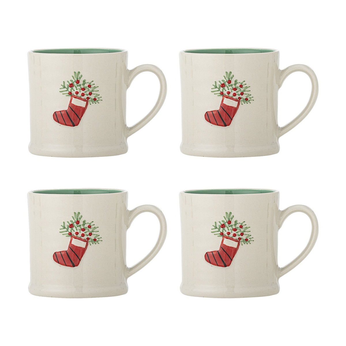 Kenai Stoneware Christmas Cups 300ml Set of 4 - Cream