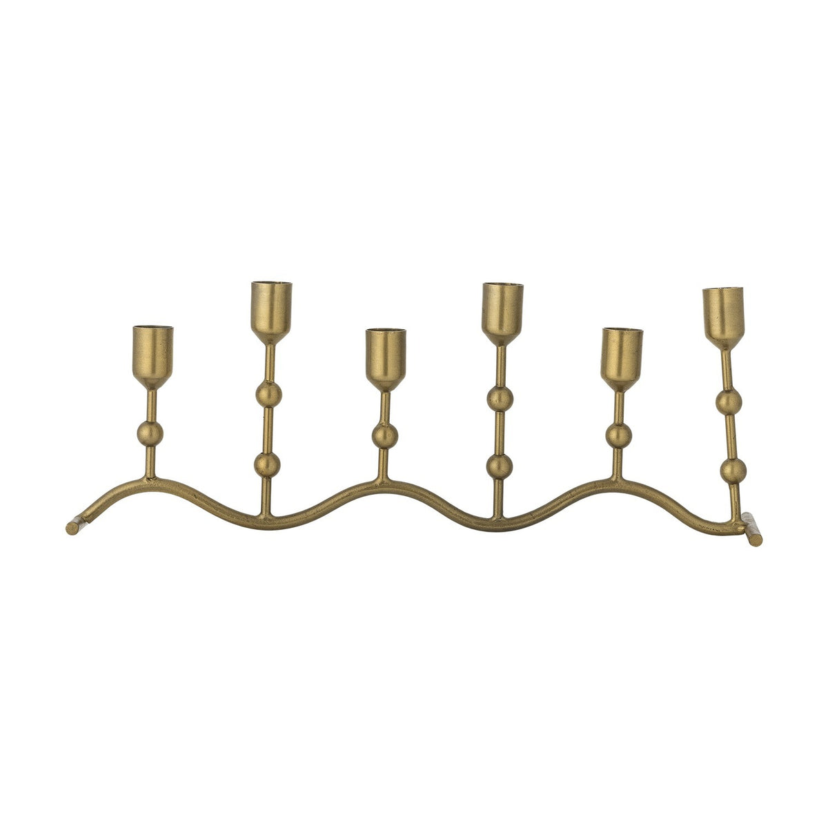 Kiri Wavy Iron Candle Holder - Brass