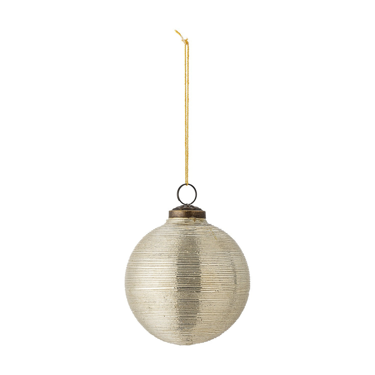 Nitin Striped Glass Christmas Bauble - Gold