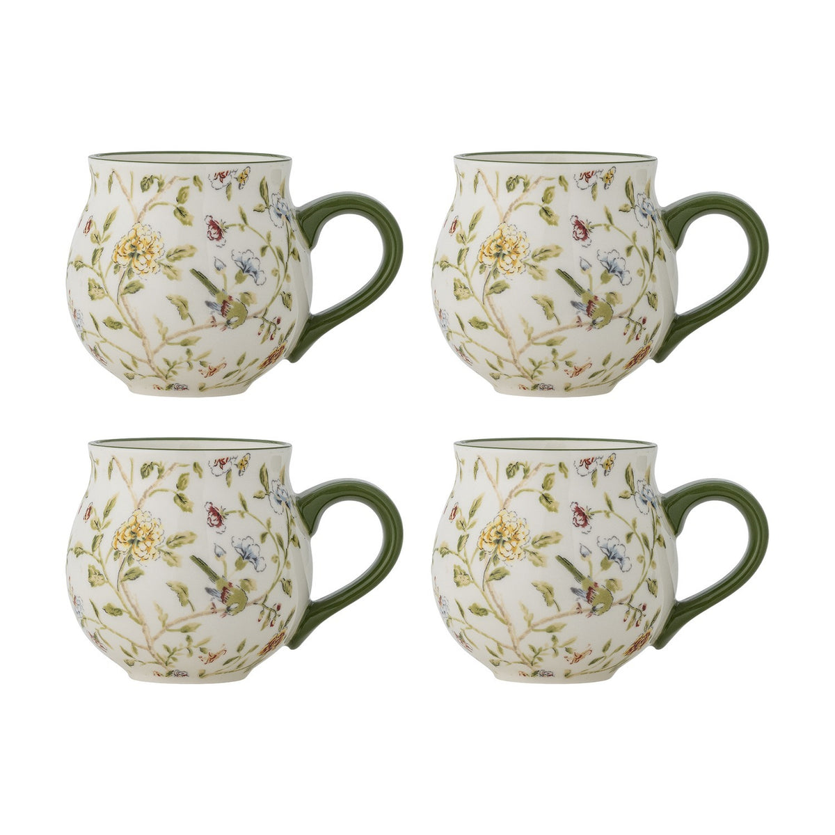 Bloomie Floral Stoneware Cups 300ml Set of 4 - Multi