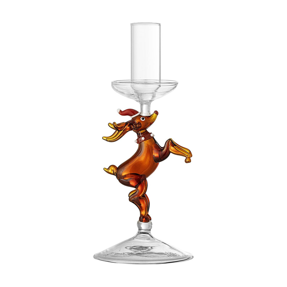 Dasho Glass Christmas Candle Holder - Amber