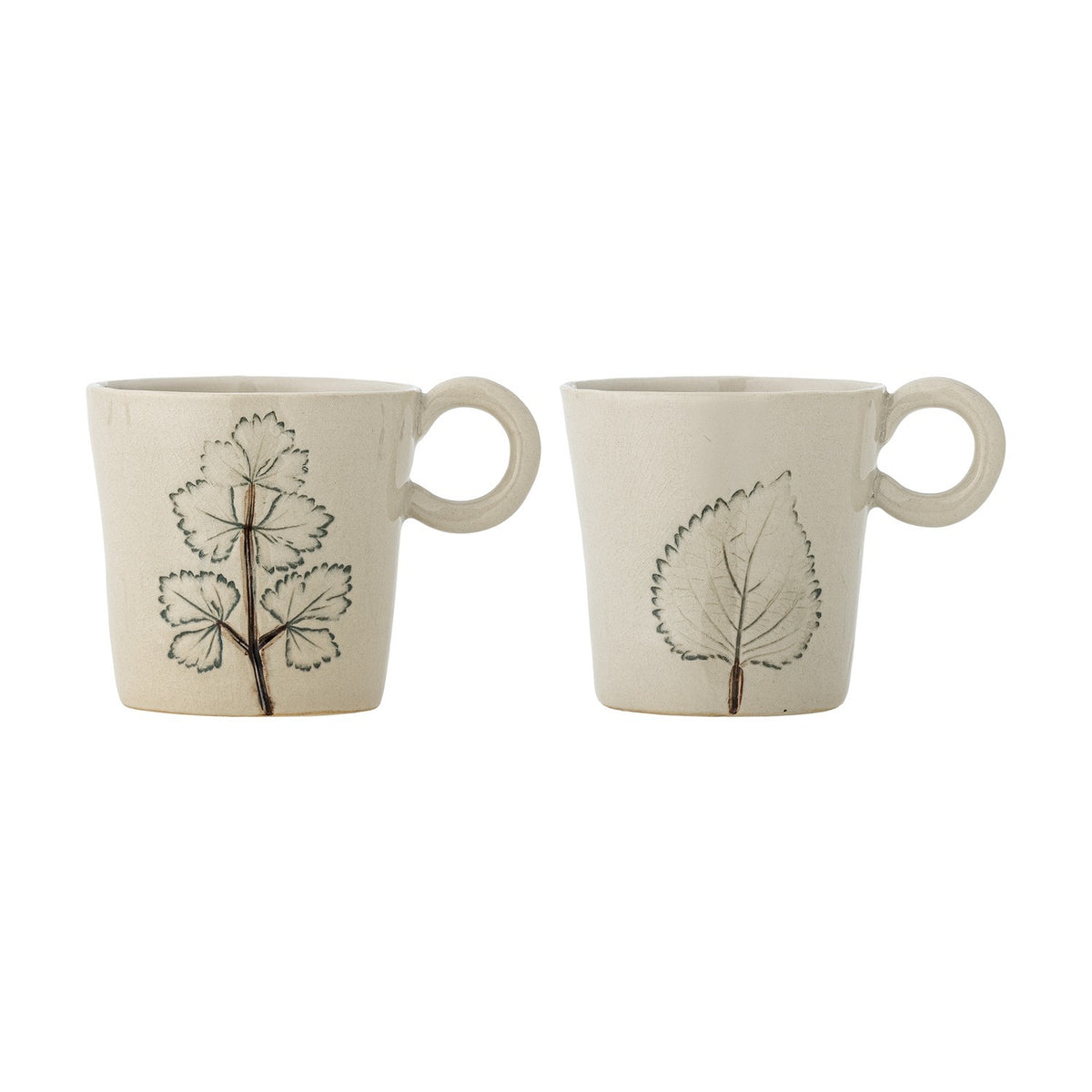 Aubrin Crackle Stoneware Cups 340ml Set of 2 - Cream