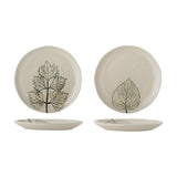 Aubrin Leaf Stoneware Side Plates Set of 2 - Cream