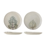 Aubrin Leaf Stoneware Dinner Plates Set of 2 - Cream