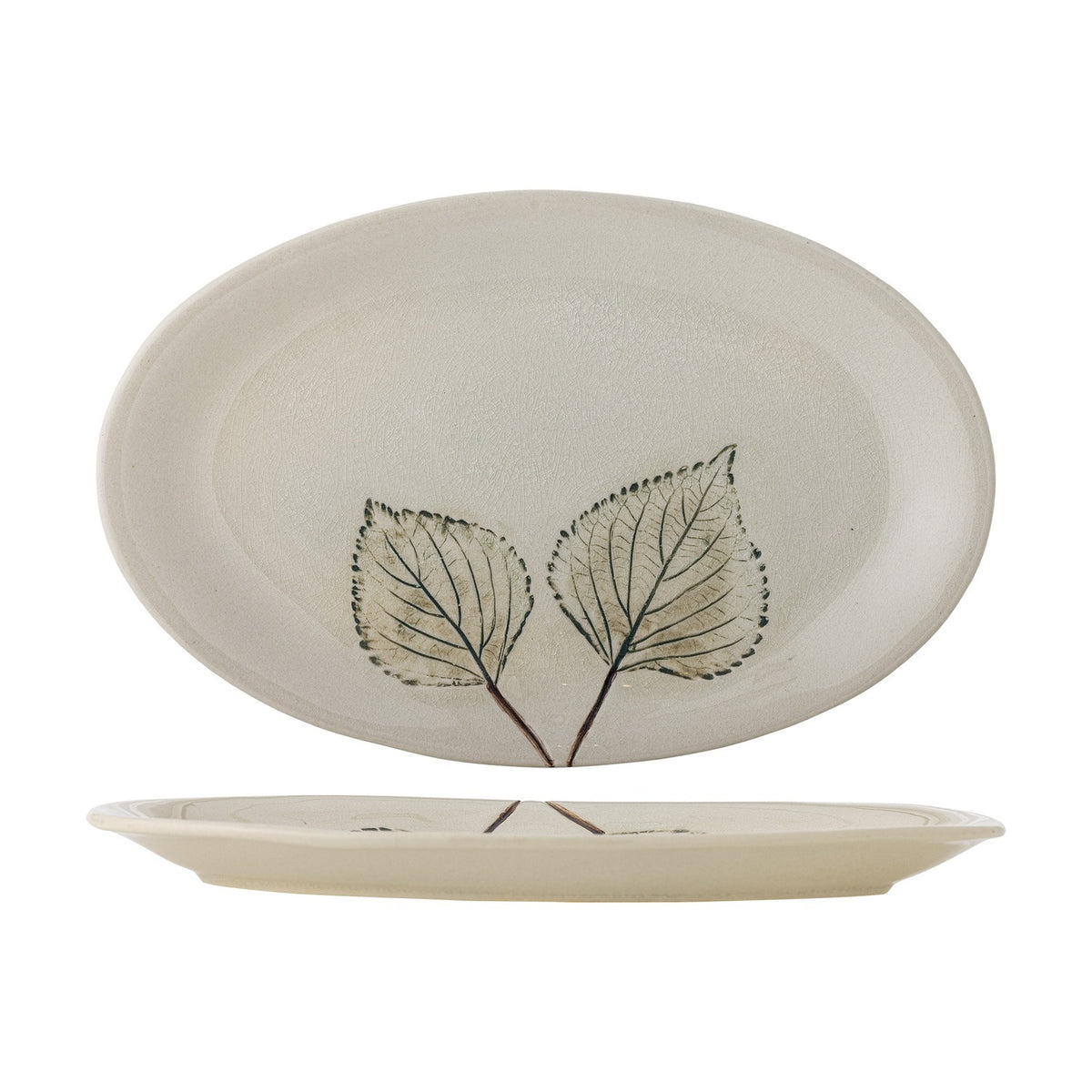 Aubrin Leaf Stoneware Platter - Cream