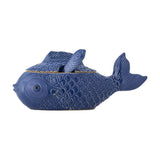 Hiro Fish Stoneware Jar with Lid & Spoon 1700ml - Blue