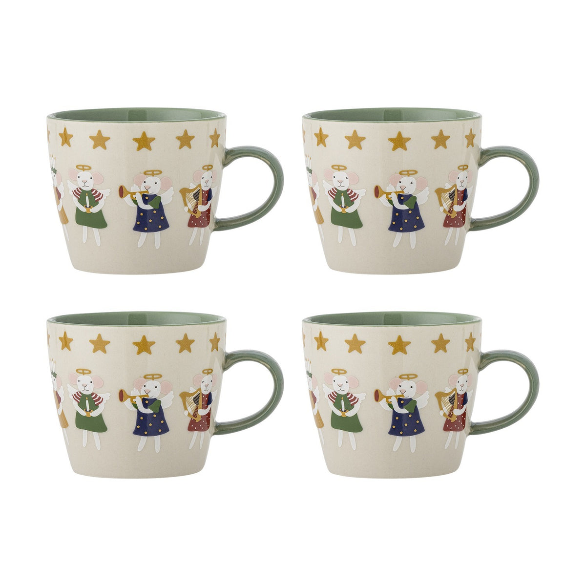 Peo Star Stoneware Christmas Mugs 300ml Set of 4 - Cream