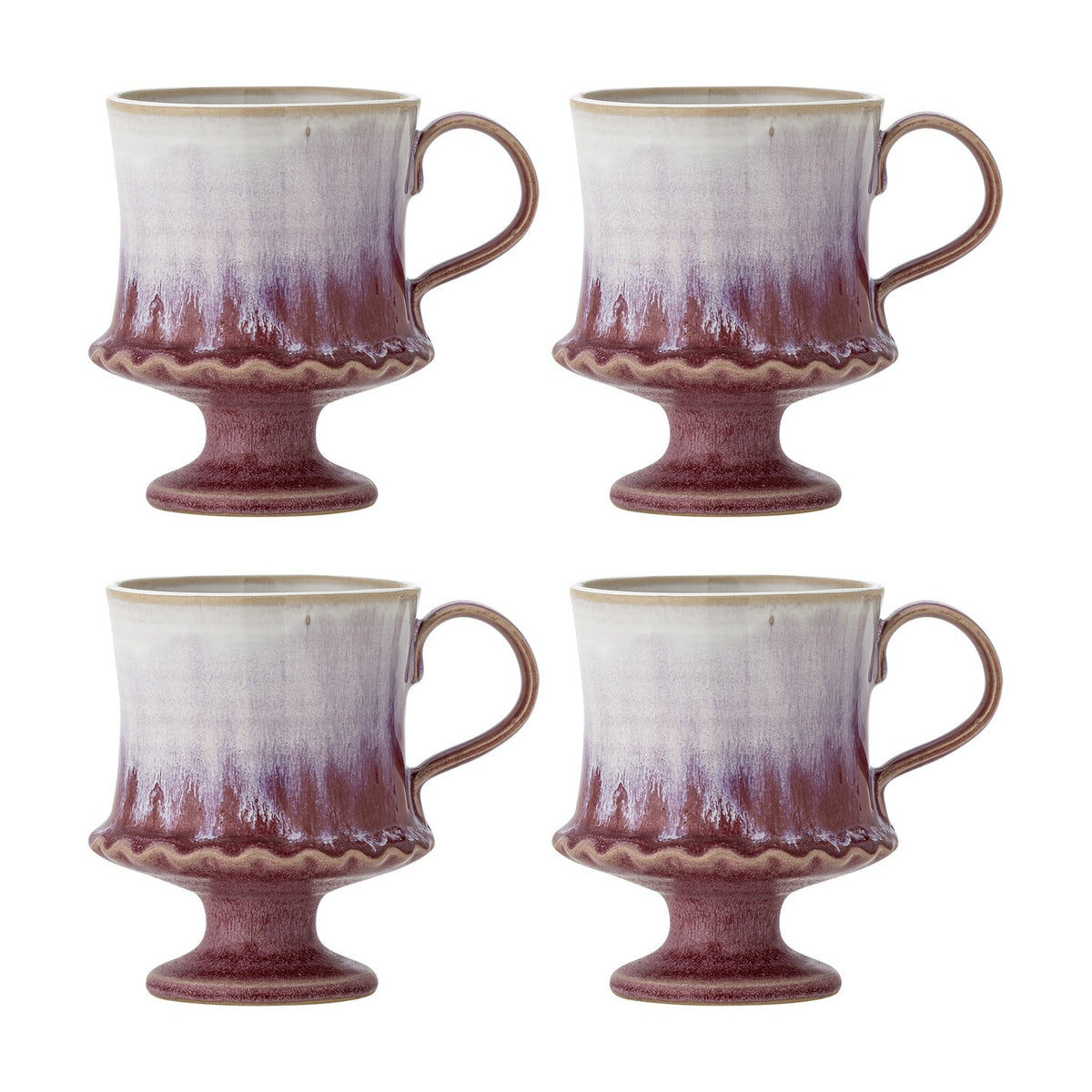 Odile Wavy Stoneware Mugs 250ml Set of 4 - Pink