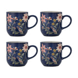 Meredith Floral Stoneware Mugs 455ml Set of 4 - Blue