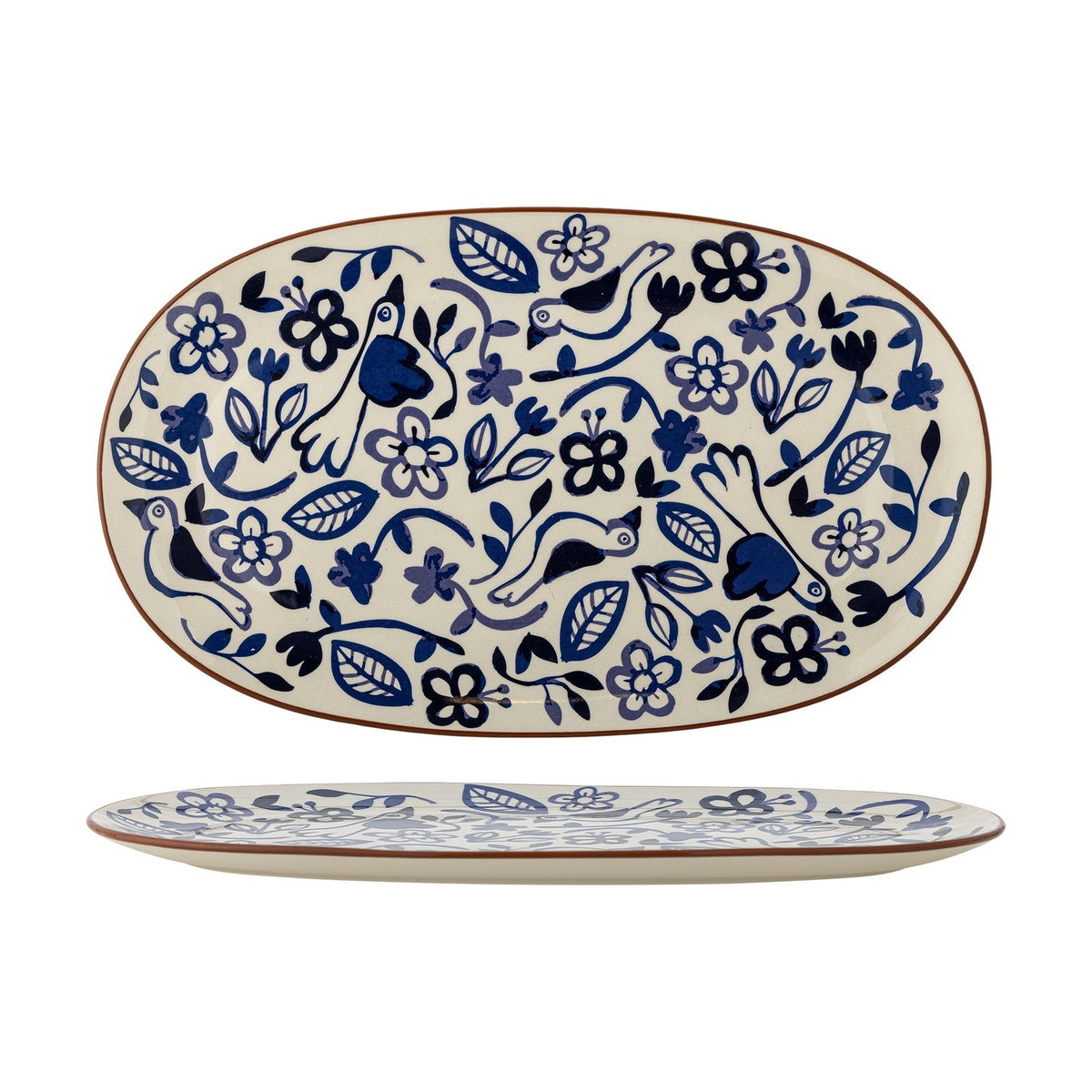 Figuria Oval Stoneware Platter - Blue