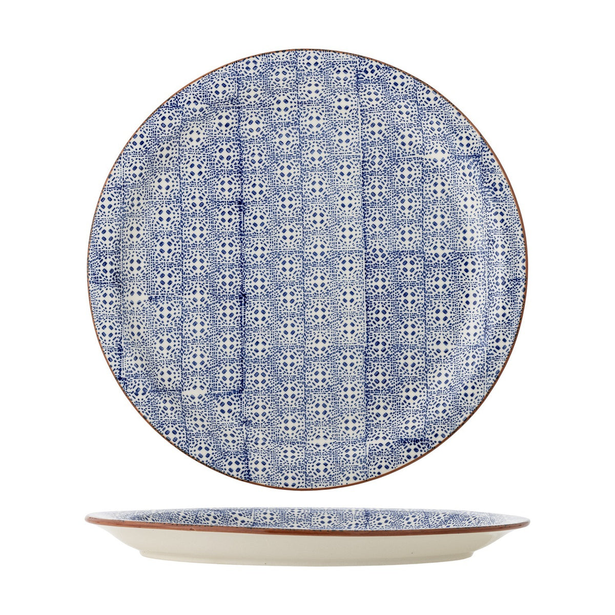 Karine Geometric Stoneware Platter - Blue