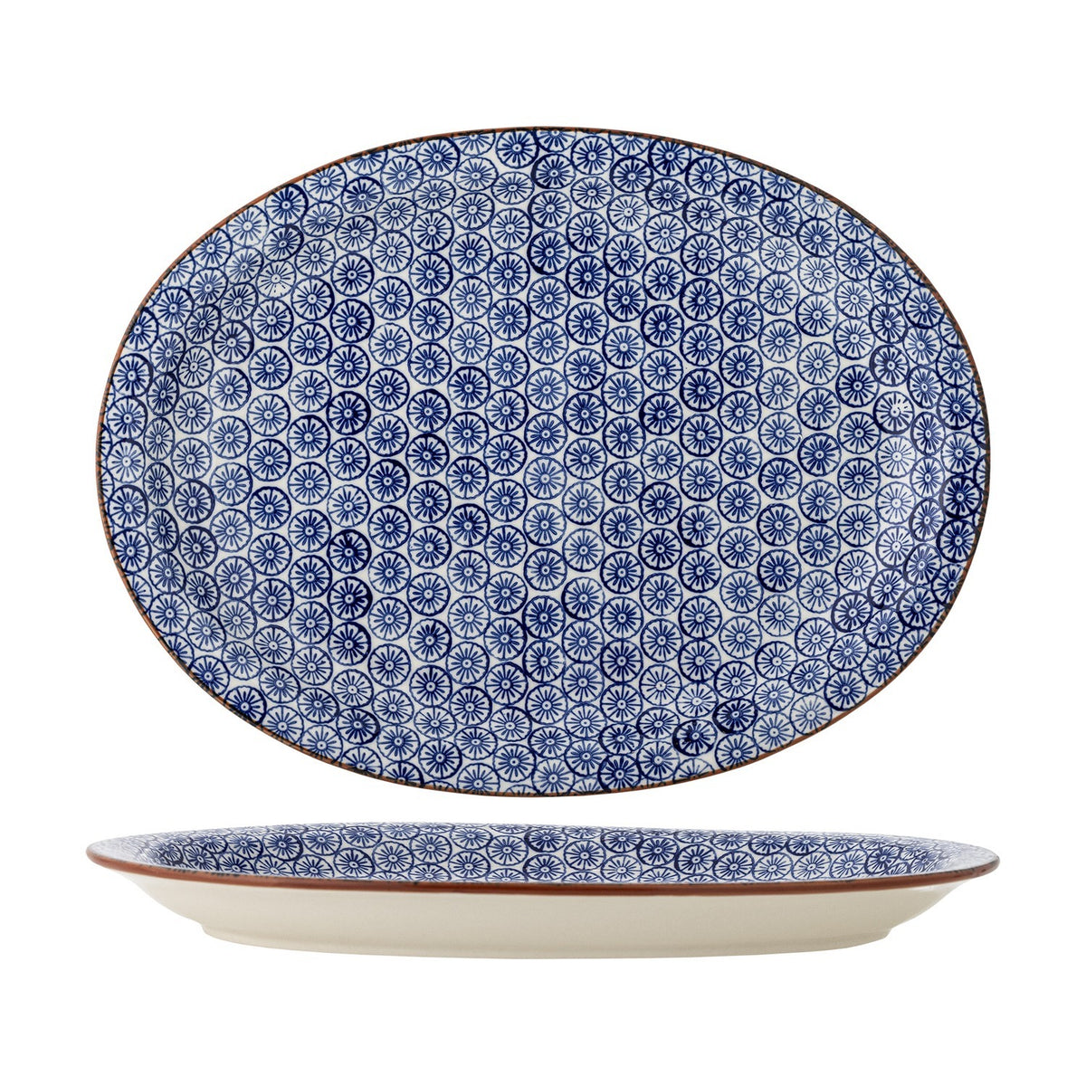 Karine Floral Stoneware Platter - Blue