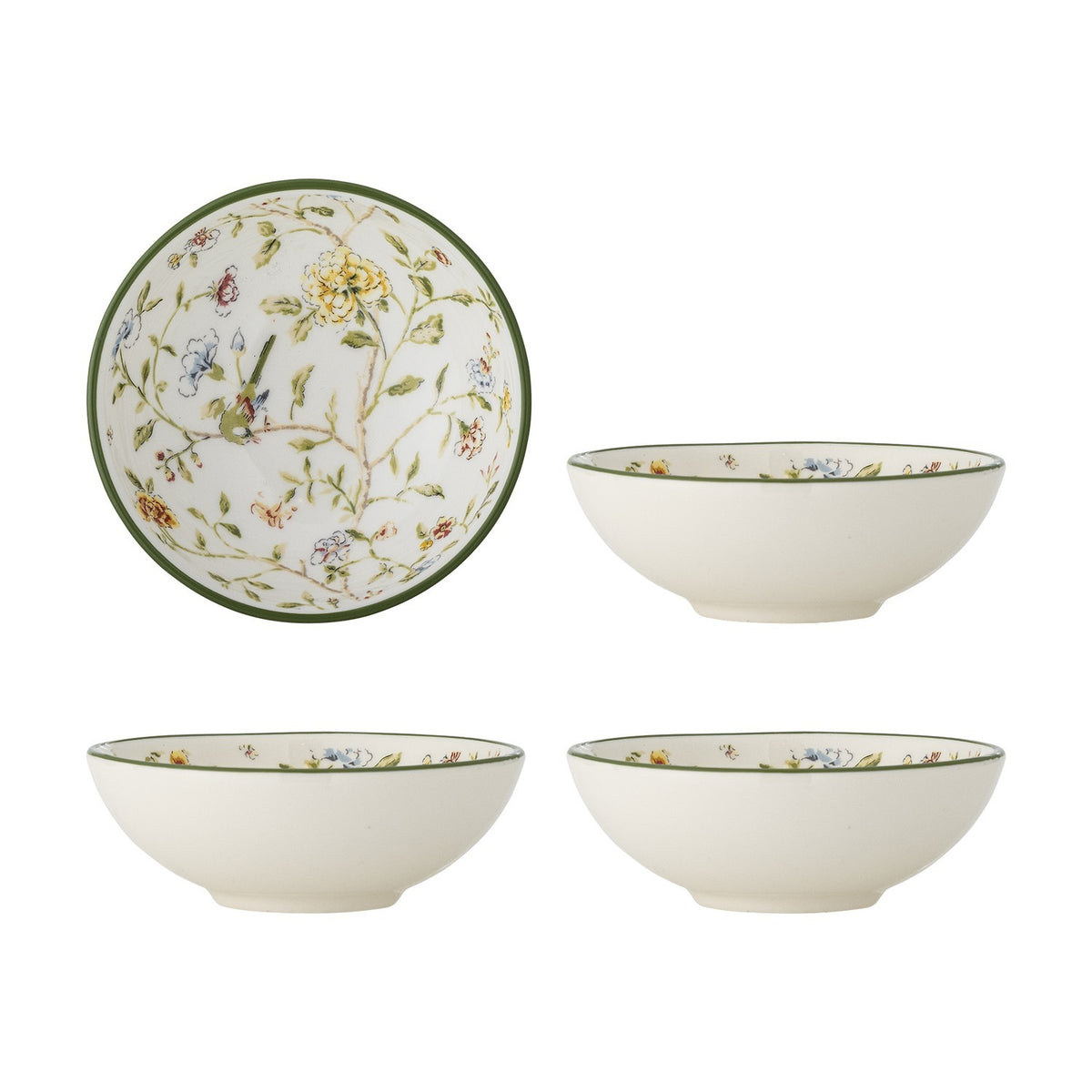 Bloomie Floral Stoneware Bowls 12cm Set of 4 - Cream