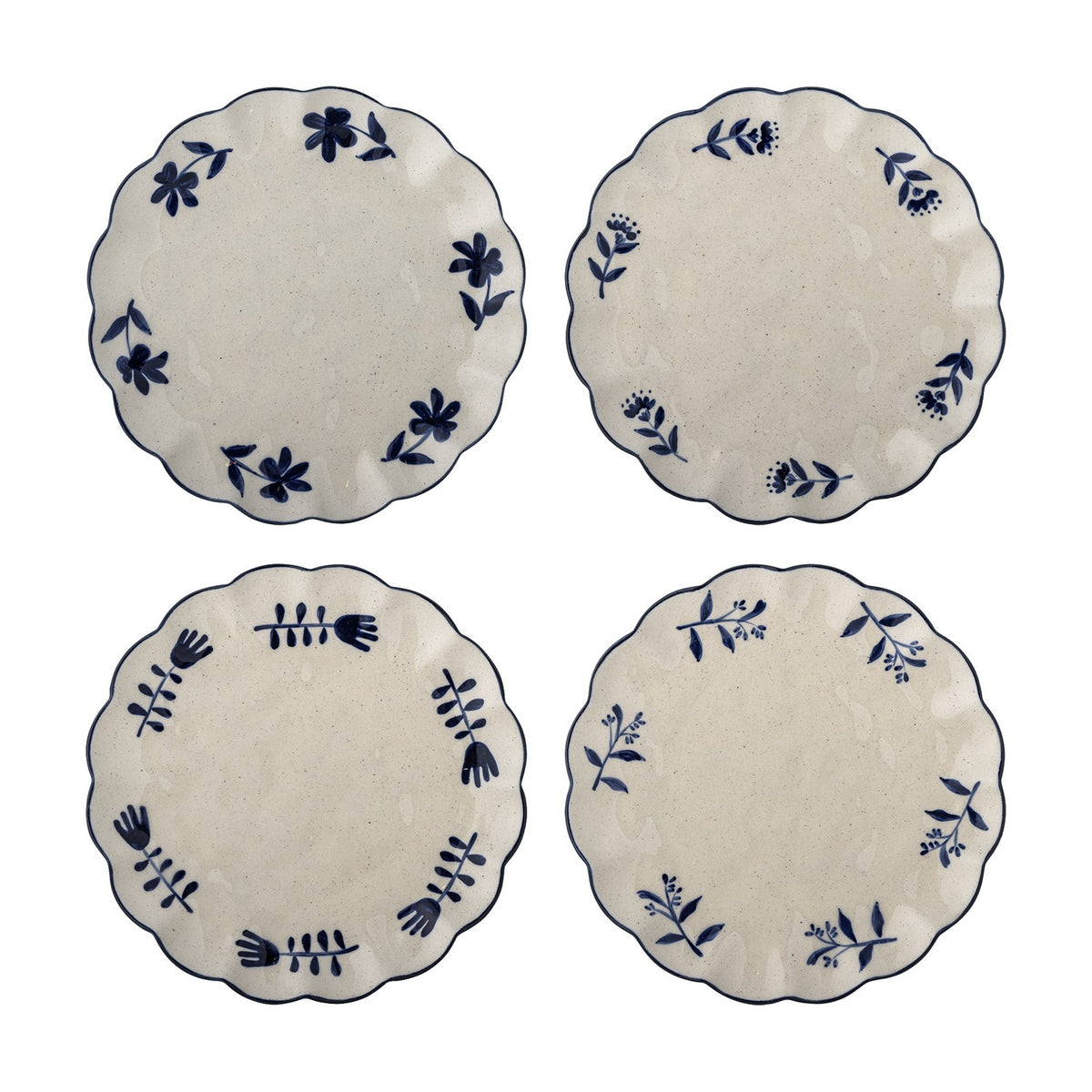 Eimy Floral Stoneware Side Plates Set of 4 - Cream