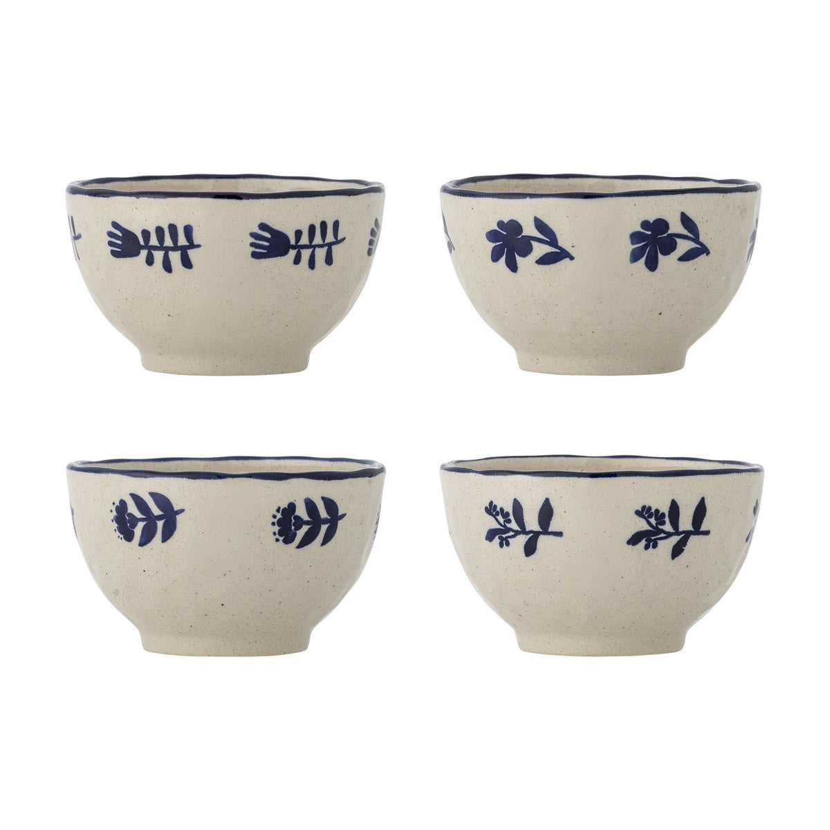 Eimy Floral Stoneware Bowls 11cm Set of 4 - Cream