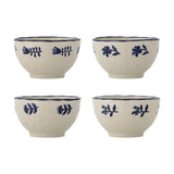 Eimy Floral Stoneware Bowls 11cm Set of 4 - Cream