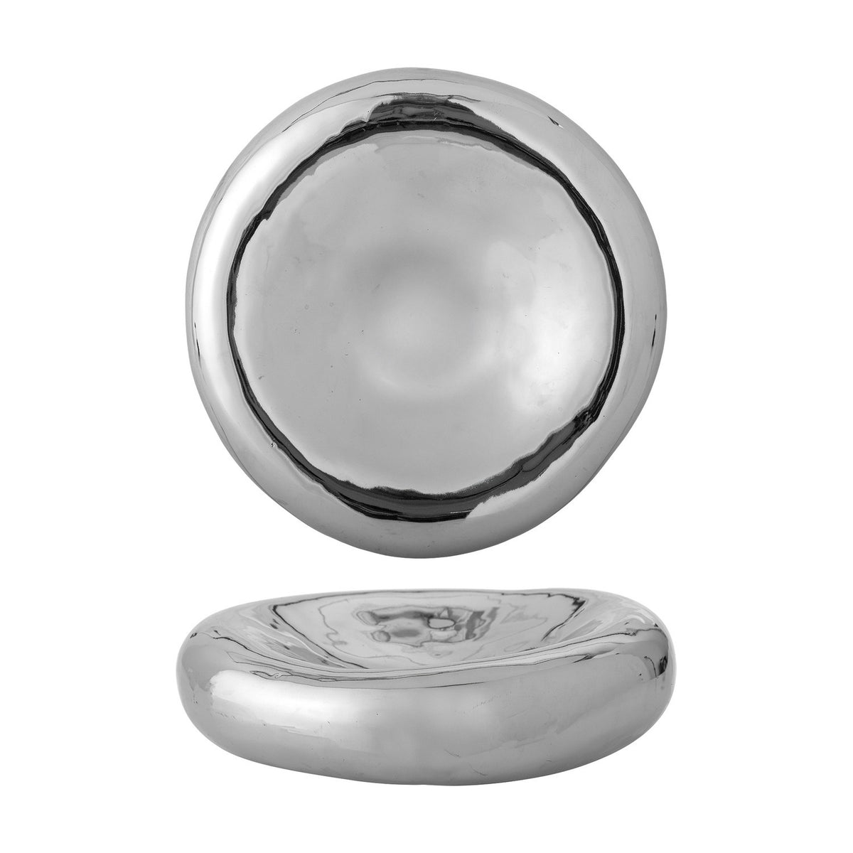 Shine Pebble Stoneware Bowl 23cm - Silver