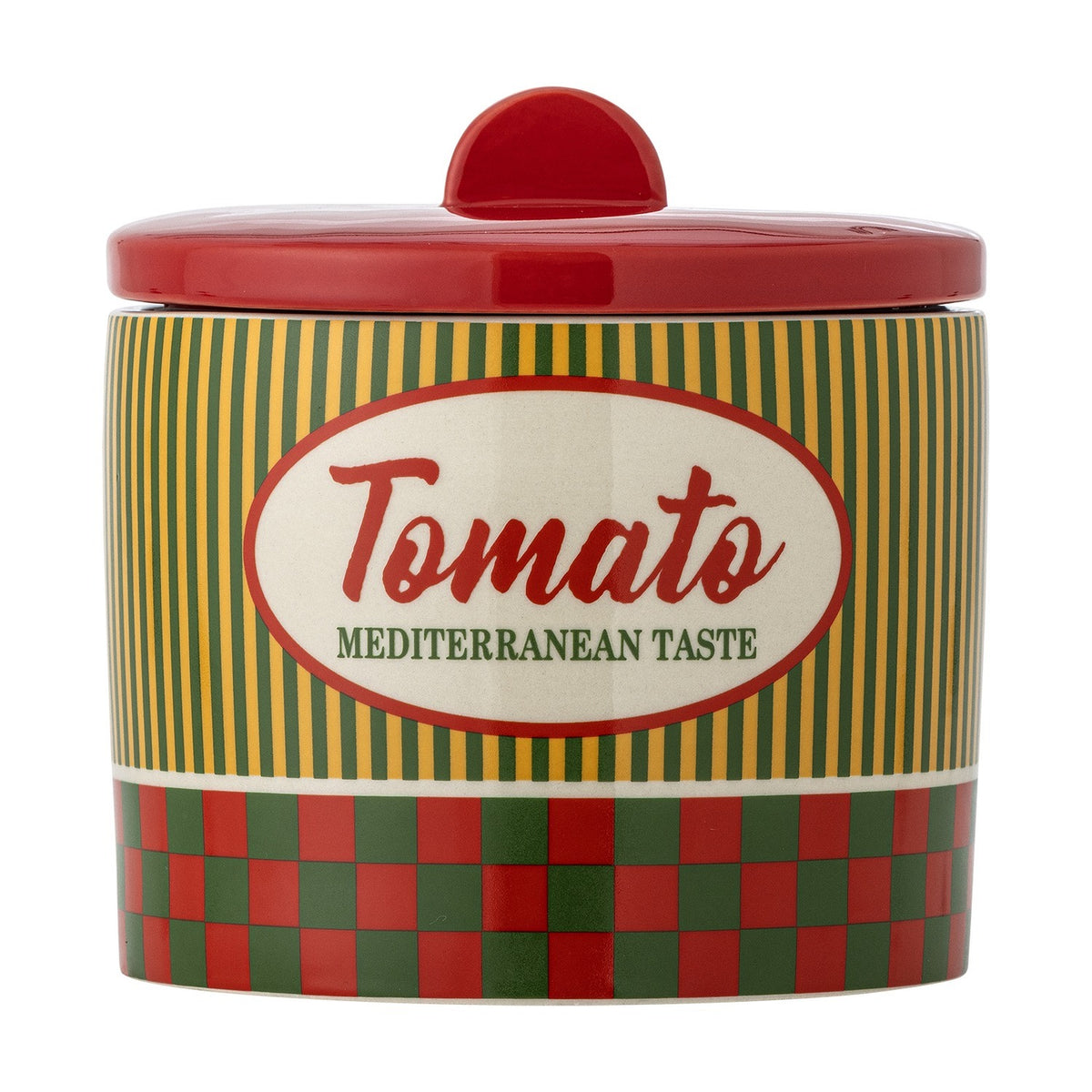 Stefano Striped Stoneware Storage Jar with Lid 1800ml - Multi