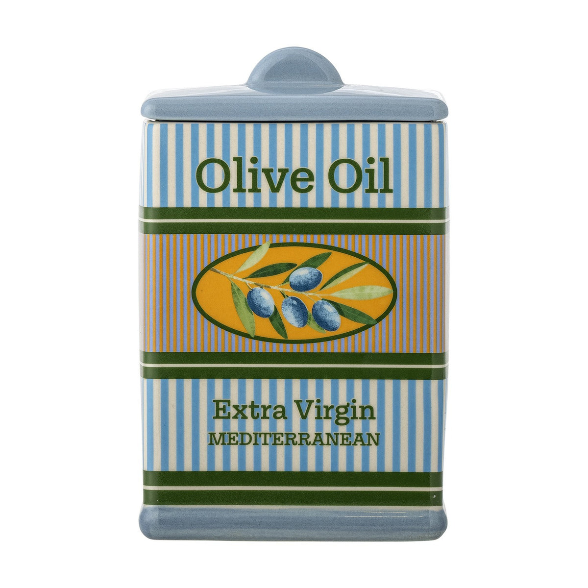 Stefano Striped Stoneware Storage Jar with Lid 1000ml - Multi