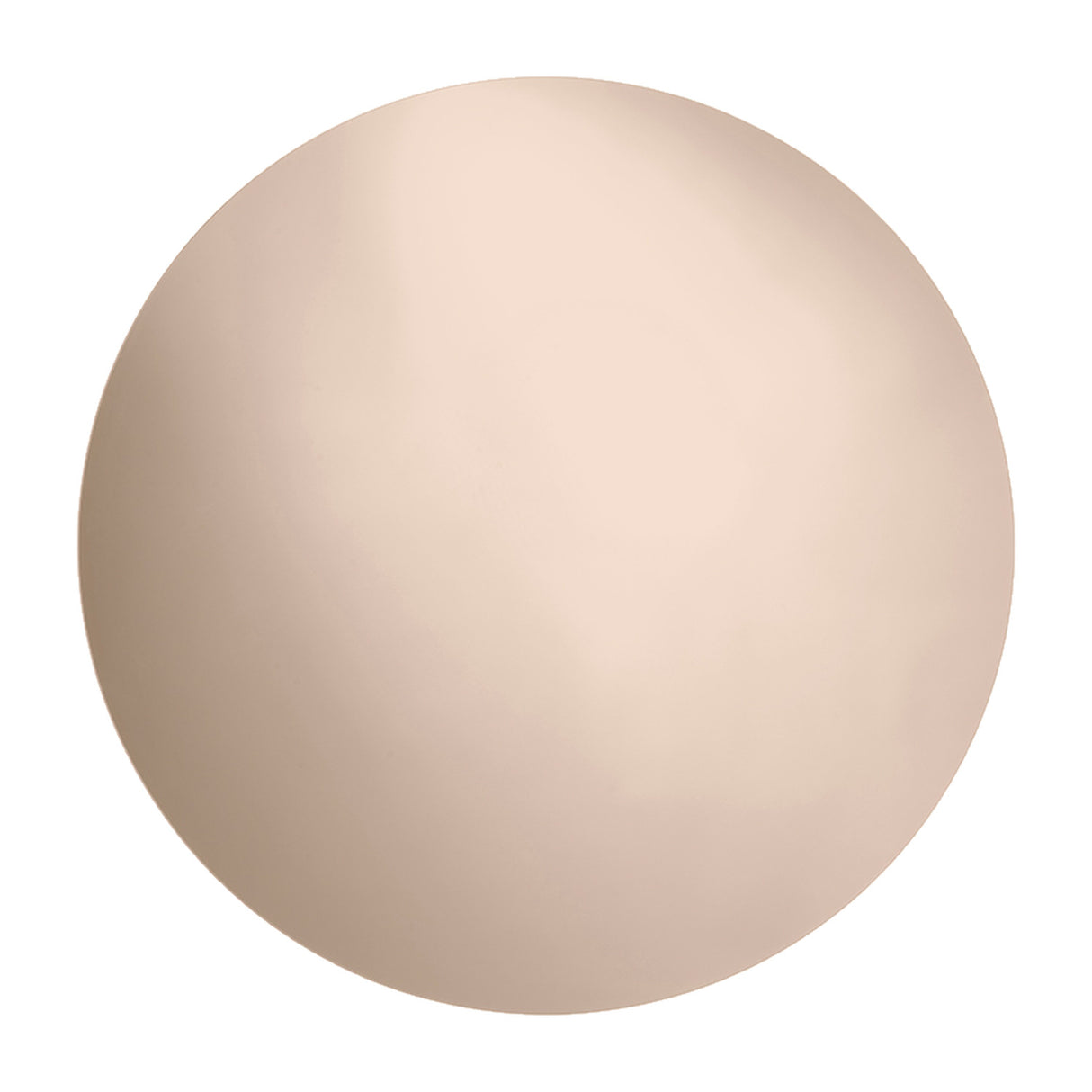 Round frameless mirror in bronze tinted glass with an indirect warm white light behind it, on a plain white background.