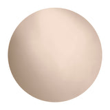 Round frameless mirror in bronze tinted glass with an indirect warm white light behind it, on a plain white background.