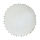 Round mirror ringed by small black discs set at even intervals around the whole edge, on a plain white background.