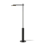 Rafaela LED Disc Floor Lamp in matt black, with a slim iron upright on a cylindrical base and a horizontal arm holding an angled LED disc head, shown on a plain white background.
