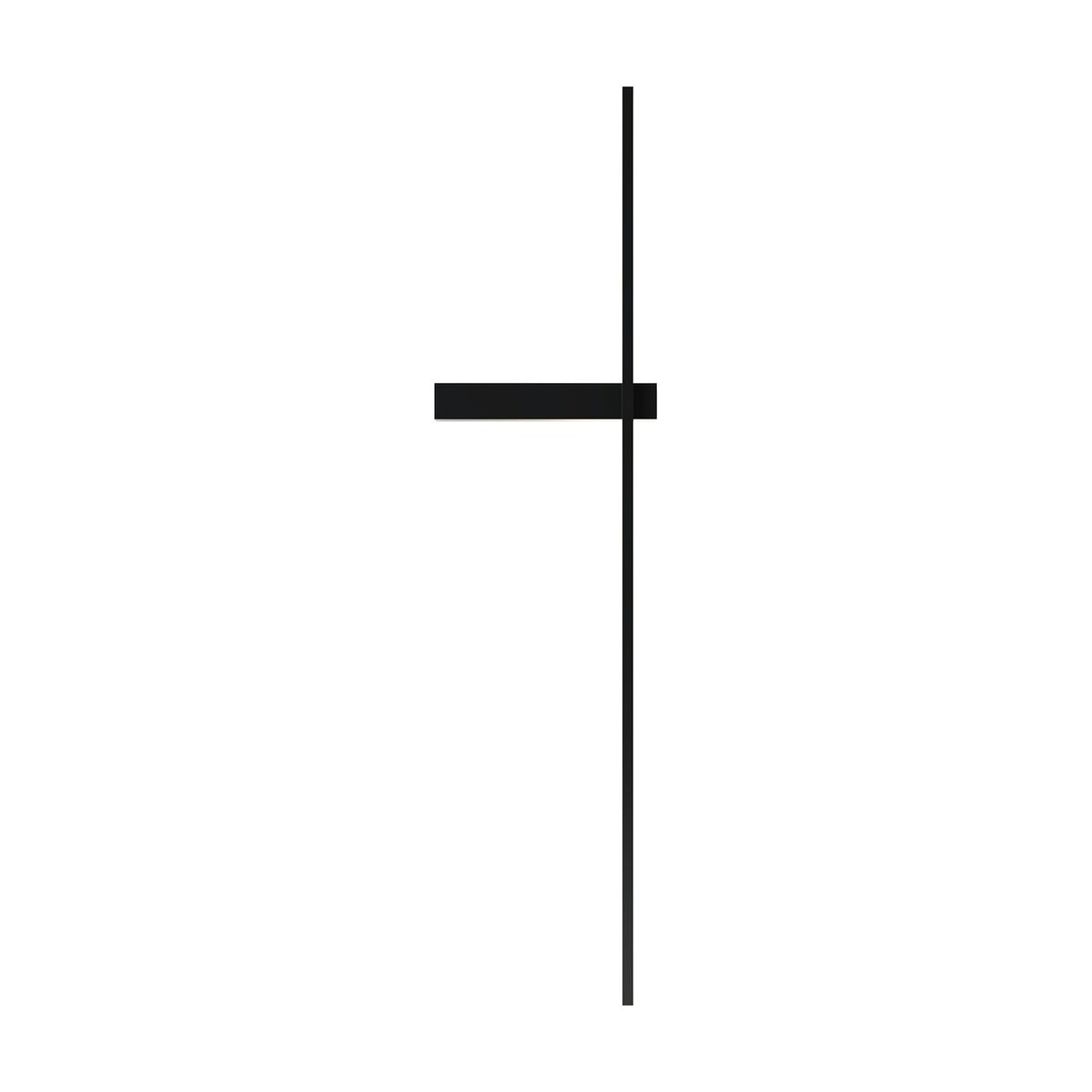 Rut LED Linear Wall Light in matt black, a slim vertical bar crossed by a short horizontal bracket, shown against a plain white background.