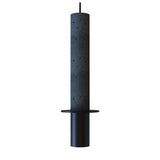 Rita Disc Pendant with Concrete Structure in black, featuring a tall cylindrical concrete column, flat iron disc, and open iron head on a textile cable, shown on a plain white background.