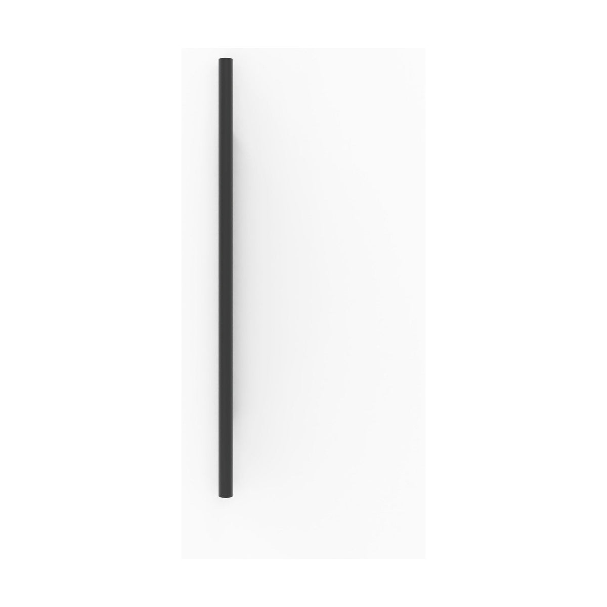 Rodi 2 Light Linear Wall Light in matt black iron, a slim vertical bar with GU10 lamp holders at each end, shown on a plain white background.