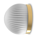 Roi Ribbed Opal Dome Flush Wall & Ceiling Light with fluted white glass shade and polished brass trim, shown on a plain white background.
