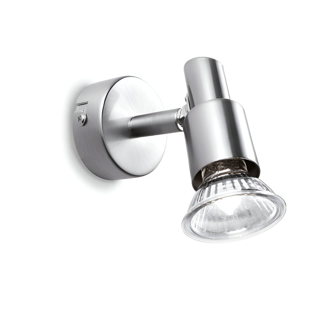 Product Name: Crest Single Spotlight - Nickel

A contemporary nickel wall-mounted spotlight, the Crest Single Spotlight - Nickel features a cylindrical base and an adjustable head, crafted to direct energy-efficient lighting precisely. It emits a bright, focused beam, making it perfect for highlighting specific areas within a room.