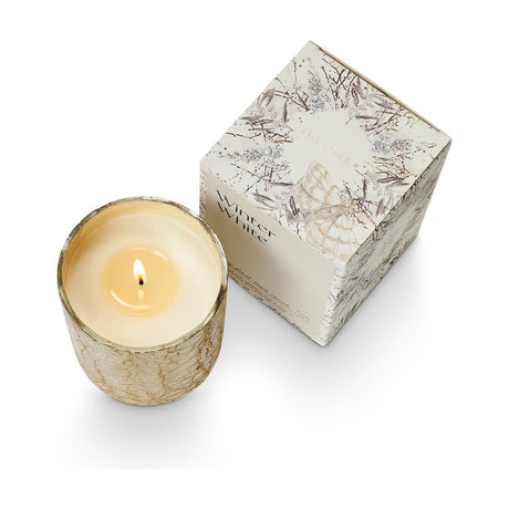 Winter White Crackle Glass Scented Candle 9cm