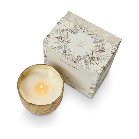 Winter White Crackle Glass Scented Candle 11.5cm