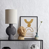 Sergio Stoneware Table Lamp with Linen Shade - Brown