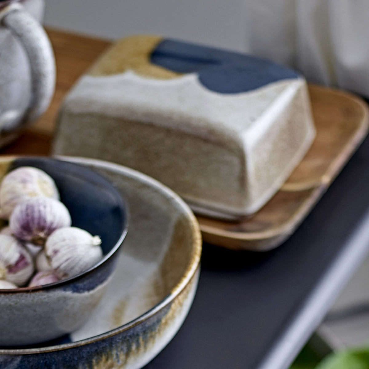 Jules Stoneware Butter Dish - Multi