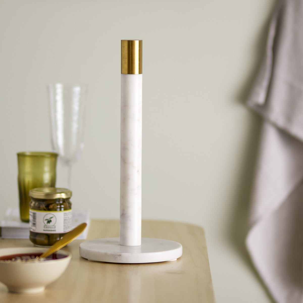 Emira Marble Kitchen Roll Holder - White