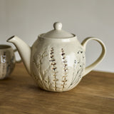 Bea Crackle Stoneware Teapot 1200ml - Cream