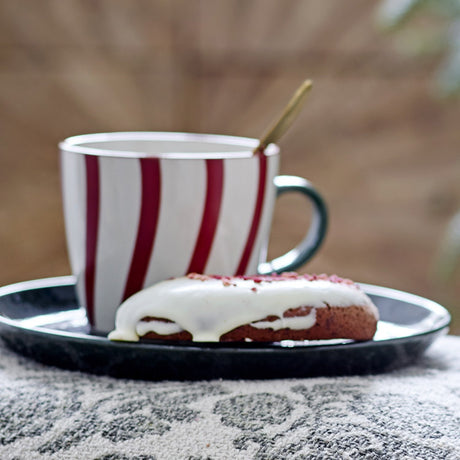 Jolly Striped Stoneware Christmas Mugs 300ml Set of 2 - Multi