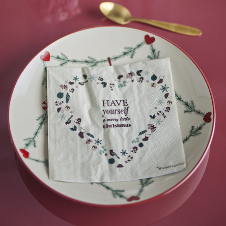 Paia Heart Paper Christmas Napkins Pack of 20 - Beige