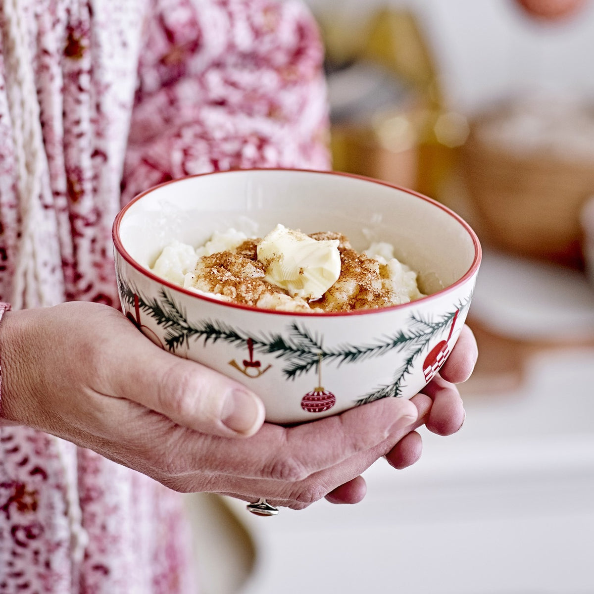 Yule Snowflake Stoneware Christmas Bowls 14cm Set of 2 - Multi