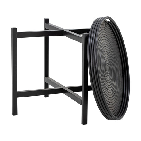 Milli Round Rattan Tray Table - Black